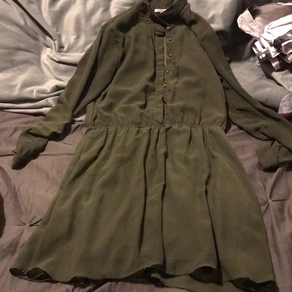 Olive long sleeve dress